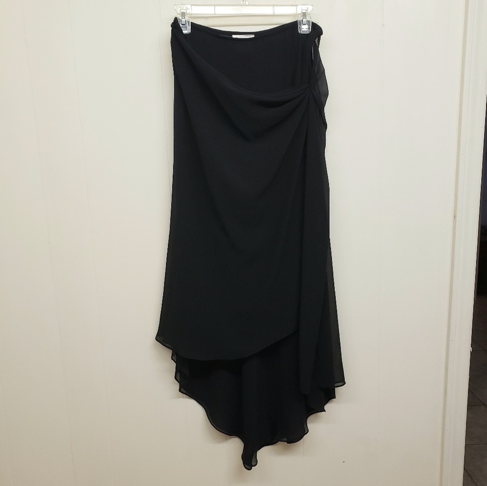 Like New! Black Sheer Silk High-Low Skirt